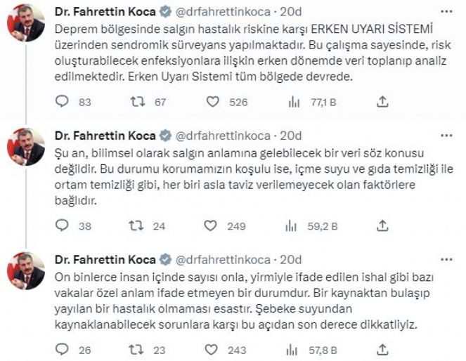 Deprem bölgesinde salgın tehlikesi sürerken Bakan Koca'dan yeni açıklama - Resim : 1